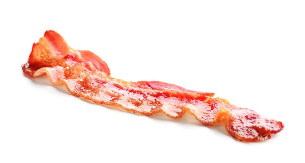 Smažená slanina na bílém pozadí - Fotografie, Obrázek