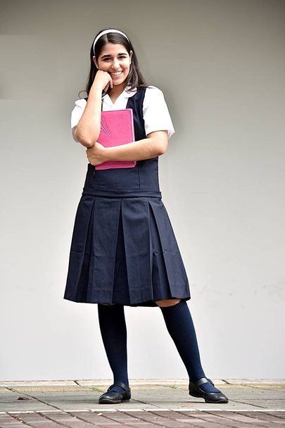 Cute Colombian School Girl Standing Wearing Uniform - Fotó, kép