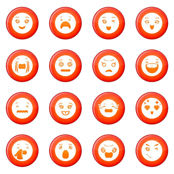 Ícones de sorrisos conjunto vetor vermelho
 - Vetor, Imagem