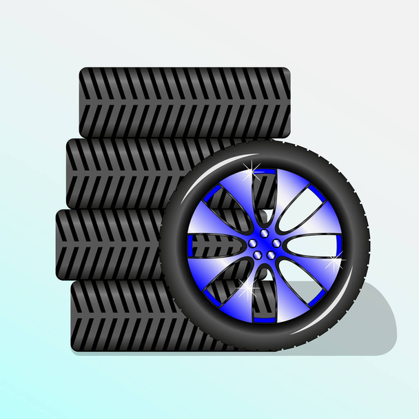 cinco ruedas para el coche
 - Vector, Imagen