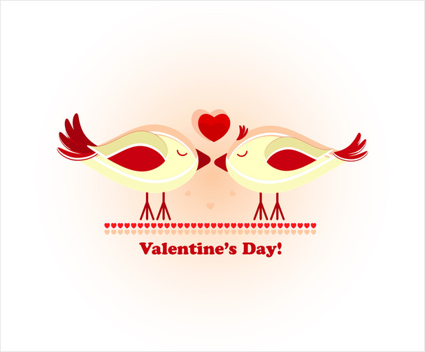 Valentine's day card with bird - Vector, Imagen