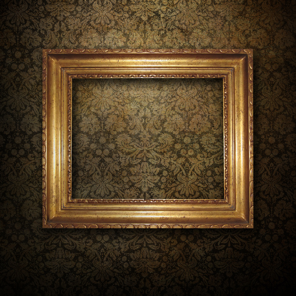 Quadro dourado sobre papel de parede grunge
 - Foto, Imagem