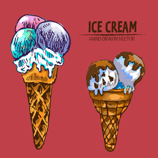 Digital vector detailed line art ice cream - Vector, Image