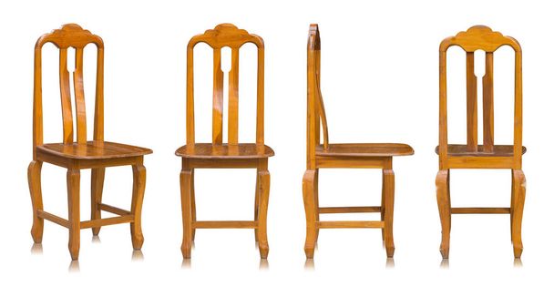 set of wooden chair isolated on white background - Φωτογραφία, εικόνα