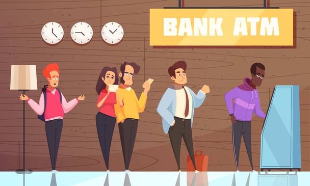 Банк народ банкоматом плакат  - Вектор, зображення
