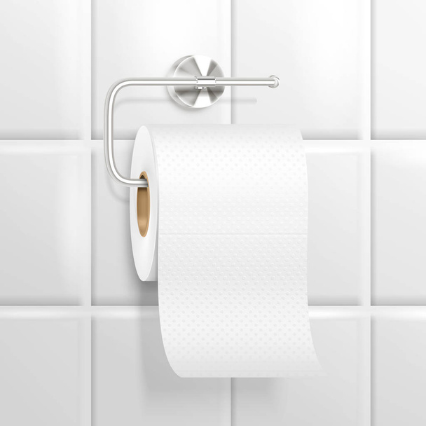 Opknoping toiletpapier realistische samenstelling - Vector, afbeelding