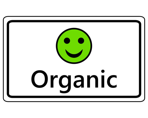 Підписати щасливі смайлик для органічних - Вектор, зображення