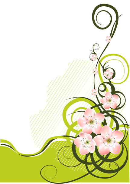 Fundo de primavera com flores de primavera - ilustração vetorial
 - Vetor, Imagem