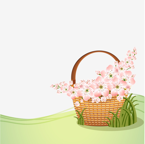 Καλάθι με λουλούδια για το σχέδιό σας - Διάνυσμα, εικόνα