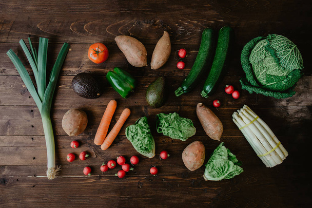 Composed raw vegetables in row - Fotó, kép