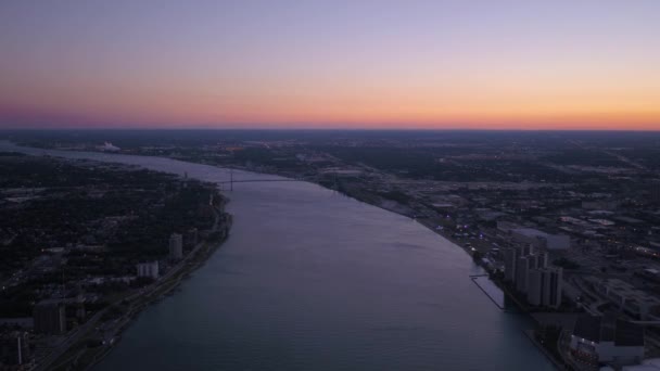 Aerial video of downtown Detroit on at night. - Footage, Video