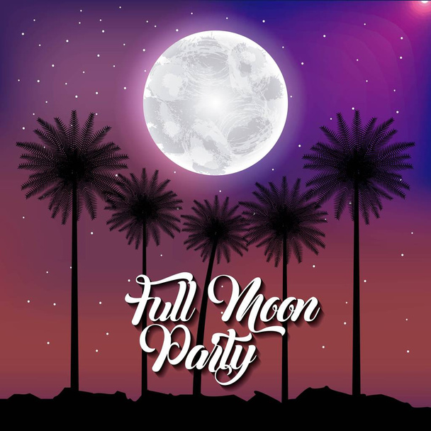 full moon party summer - Vector, Image