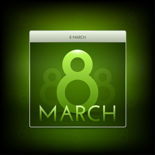March 8 green button. - Vector, Image