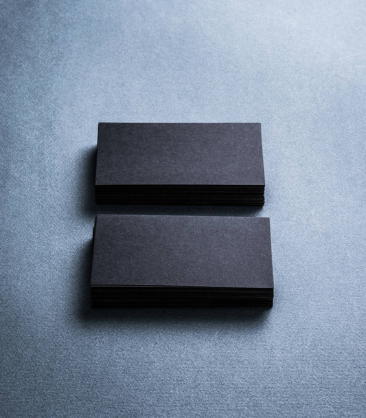 Stacks of black blank business cards - 写真・画像