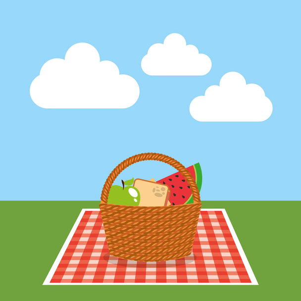 picnic party scene icon - Vector, Image