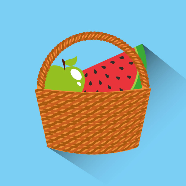 basket with fruits icon - Vector, Image
