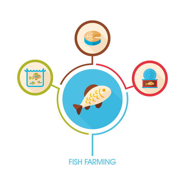 Icono de la piscicultura e infografías agrícolas
 - Vector, Imagen