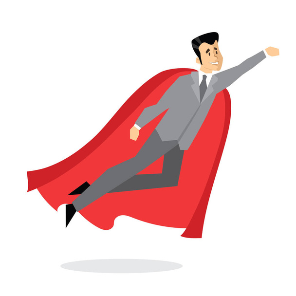 Vector illustration in flat design of businessman superhero with the red cloak. - Vektor, obrázek