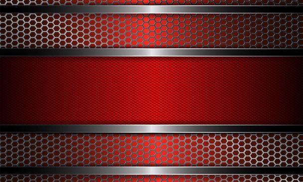 Design with metal grille and frame in red. - Vector, Image