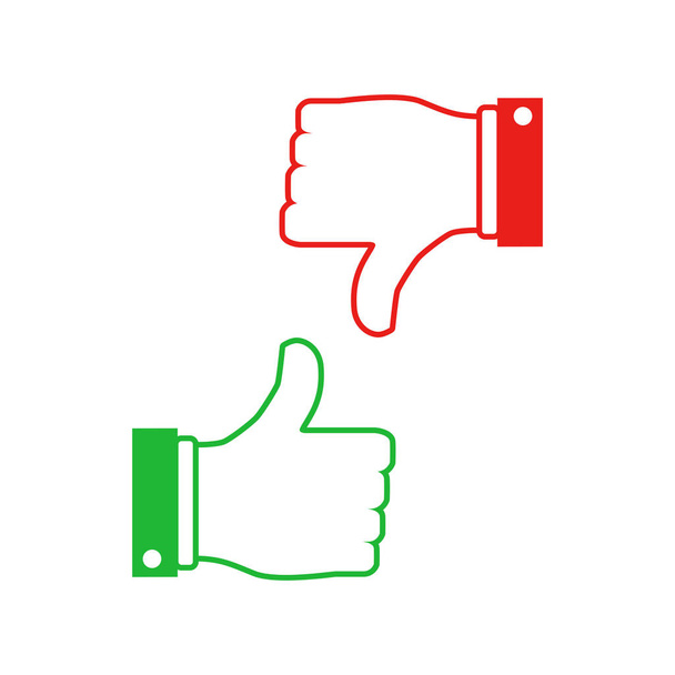 Like and dislike concept. Vector illustration. Thumb up and down - Vector, Image