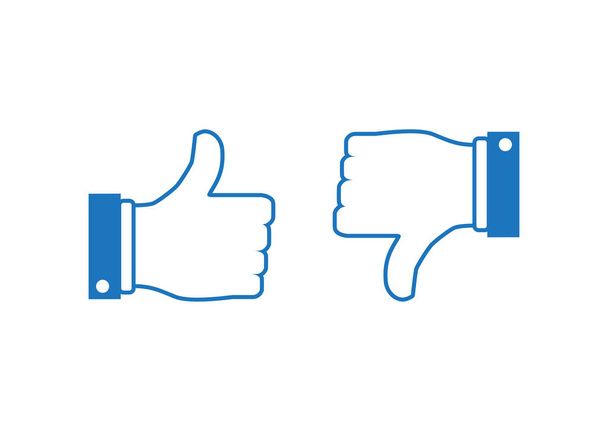 Like and dislike concept. Vector illustration. Thumb up and down - Vector, Image