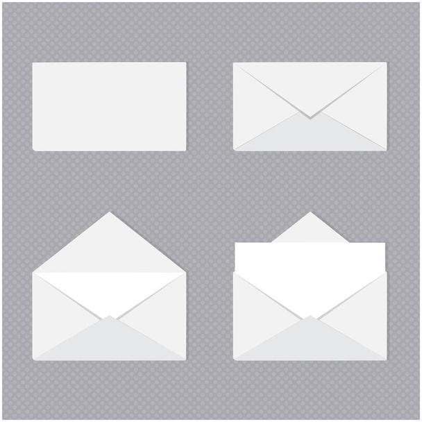 Correspondence, message concept. Vector illustration. A set of open and closed envelopes with letter. - Vektor, Bild