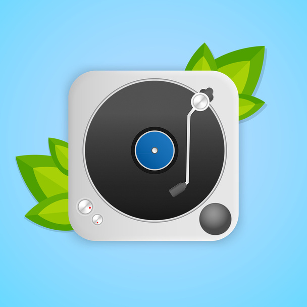 Turntable with green leaves - Vector, Image