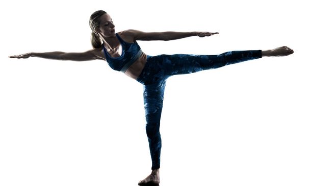 woman fitness Yoga excercises silhouette  - Fotoğraf, Görsel