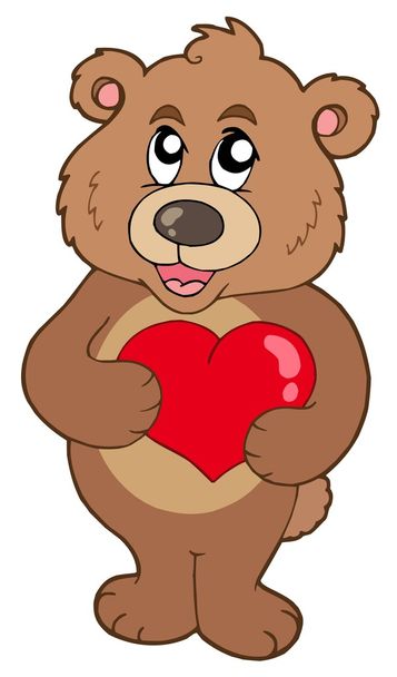 Cute bear holding heart - Vektor, obrázek