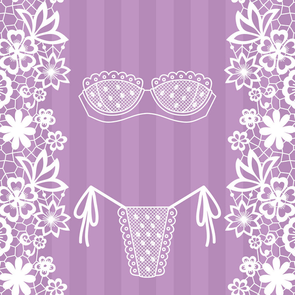 Hand drawn lingerie. Panty and bra set. - Vector, Image