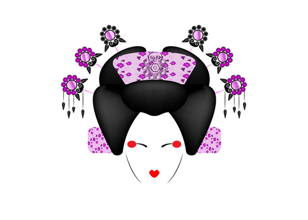 Geisha Muotokuva japanilainen tai aasialainen tyttö, perinteinen tyyli japanilainen kampaus, madama perhonen nukke, kiinalainen tai japanilainen kulttuuri, muoti Peking Opera Doll, vaaleanpunainen ylellisyyttä vektori kuva
 - Vektori, kuva