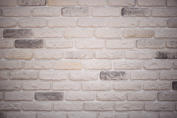 Gray and white brick wall background. Texture of painted brick. - Photo, Image