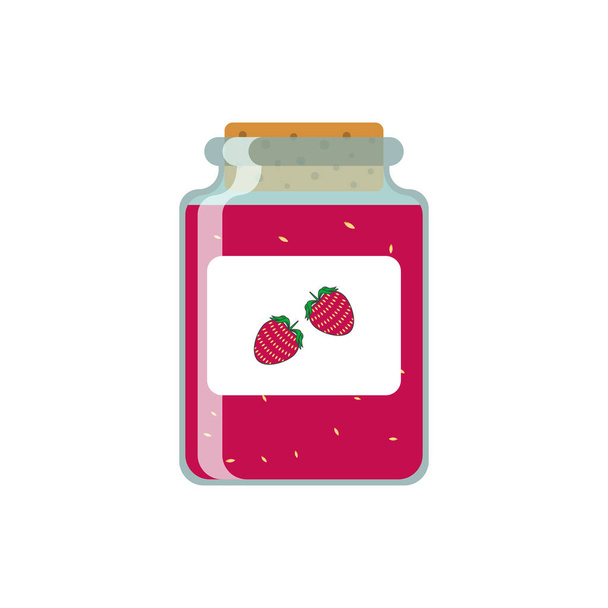 Dibujar frascos con mermelada de fresa. Ilustración vectorial sobre fondo blanco
 - Vector, imagen