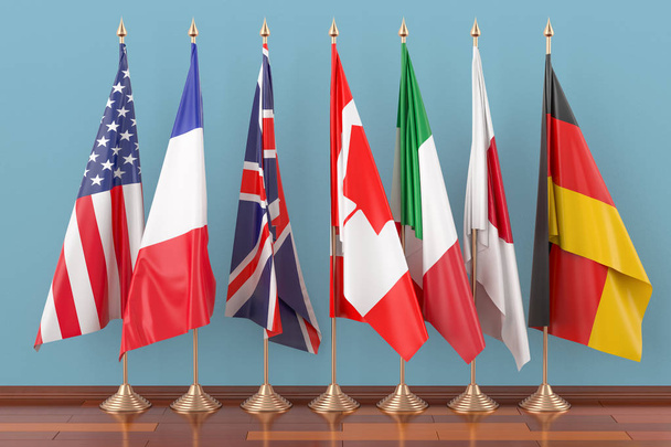 Flags of all members G7, 3D rendering - Fotó, kép