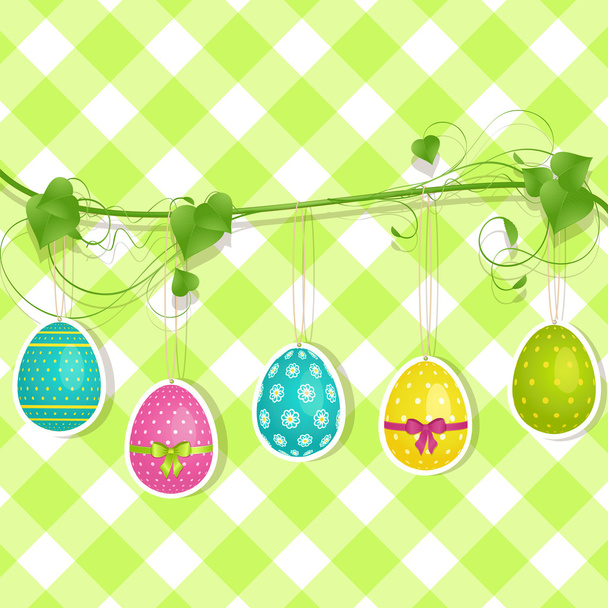 závěsné pozadí velikonoční vajíčko na zelené - Vektor, obrázek