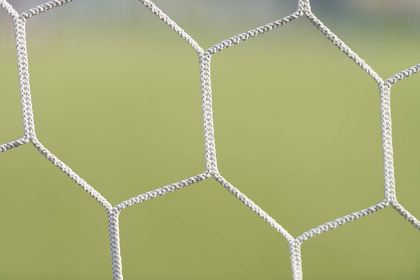 White Football Net on Green Grass - Fotó, kép