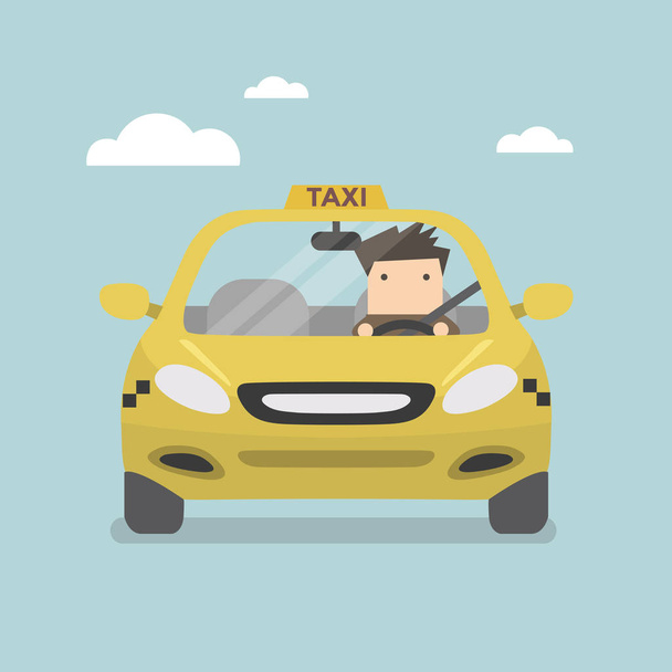 жовтий автомобіль таксі і таксист
. - Вектор, зображення