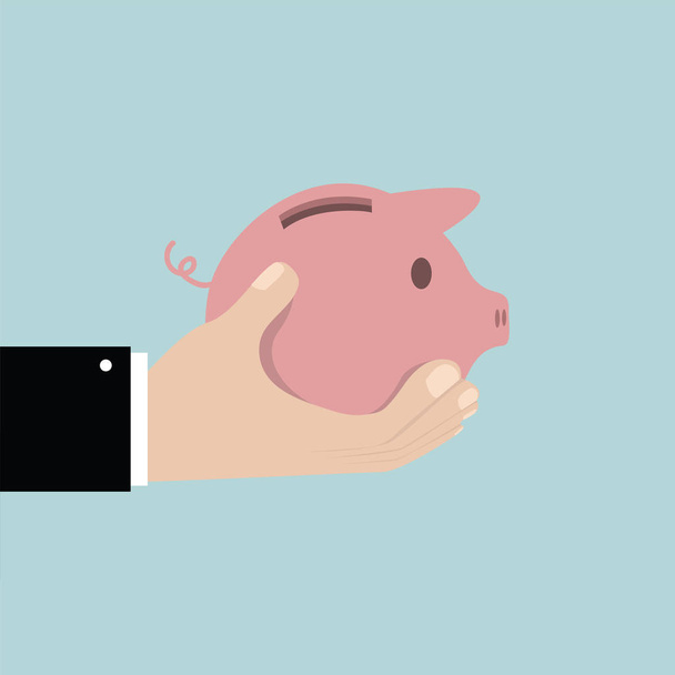 Saving the money in piggy bank. Saving money concept. - Vector, Image