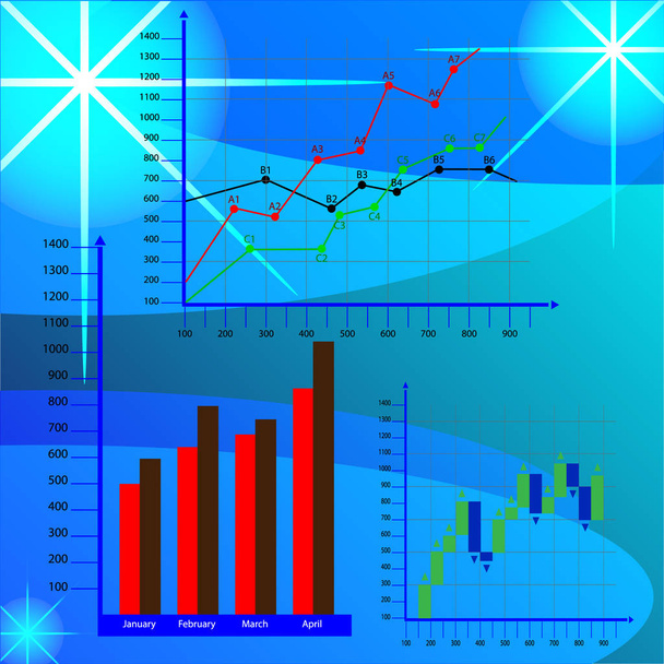 economic charts, business charts - Vector, Image