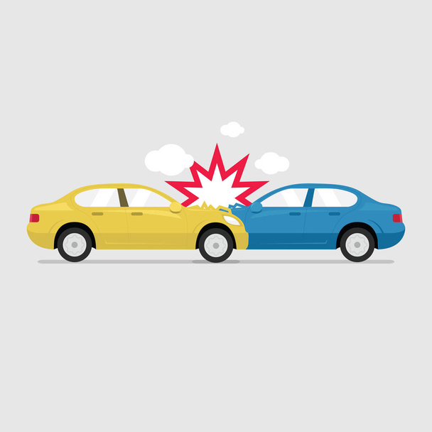 Accident road on street damaged automobiles after collision car crash. - Vector, Image