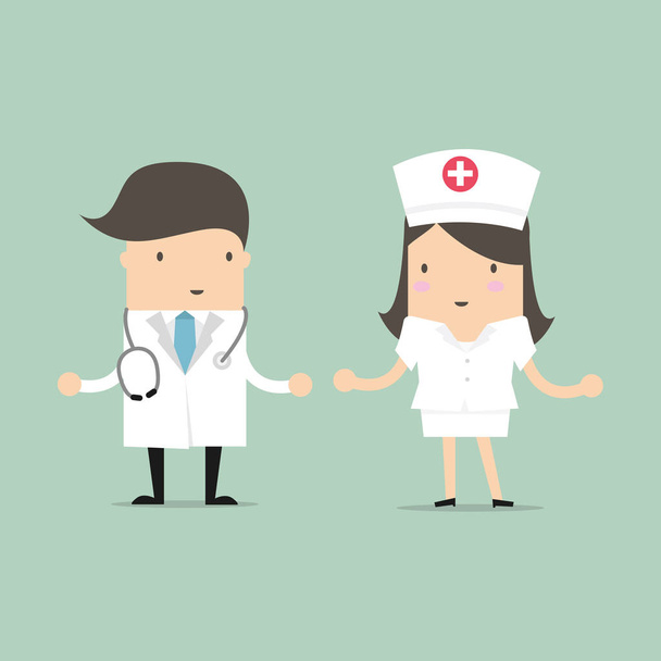 Doctor y enfermera personaje de dibujos animados
. - Vector, Imagen