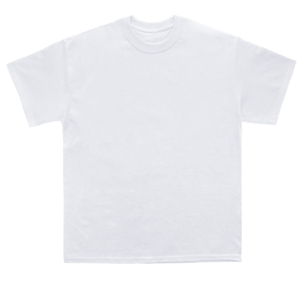 Camiseta en blanco plantilla de color blanco sobre fondo blanco
 - Foto, Imagen