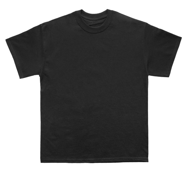 Πρότυπο κενό T Shirt σε μαύρο χρώμα σε άσπρο φόντο - Φωτογραφία, εικόνα