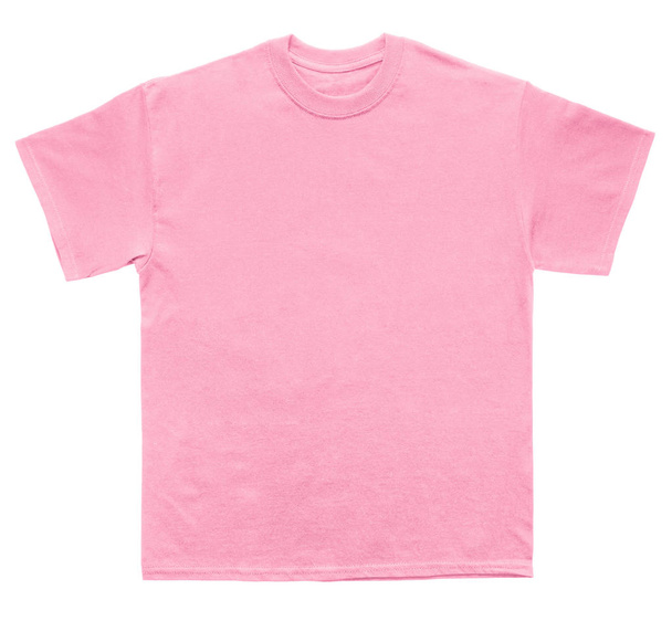 leere T-Shirt Farbe hellrosa Vorlage auf weißem Hintergrund - Foto, Bild