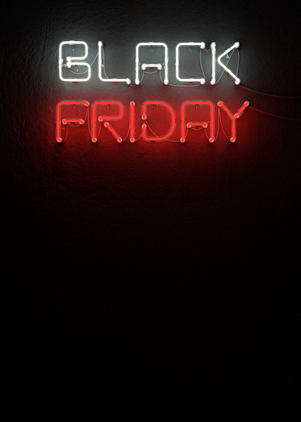 Black friday sale neon with copy space. 3D illustration - Photo, Image