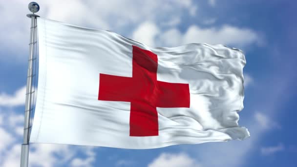 Rotes Kreuz schwenkt Fahne - Filmmaterial, Video