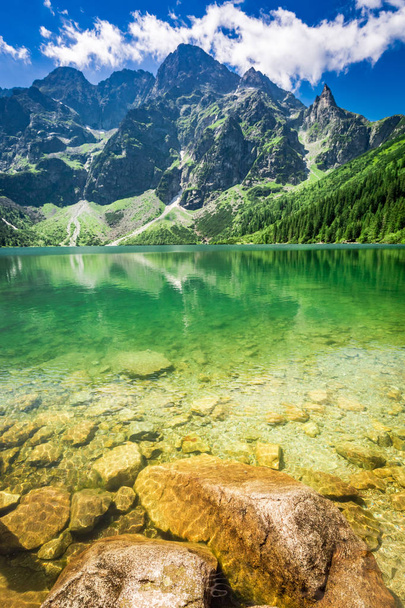 Stunning blue lake in the mountains in sunny day, Poland - Photo, Image
