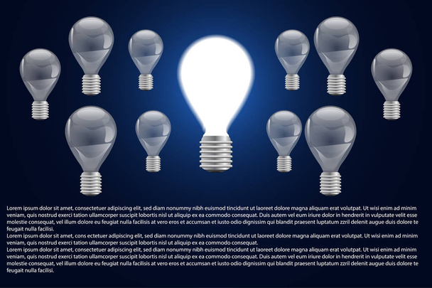 abstract concept light bulbs idea on hi tech background - Vector, Image