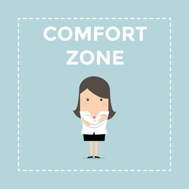 Businesswoman standing in comfort zone. - Vector, Image