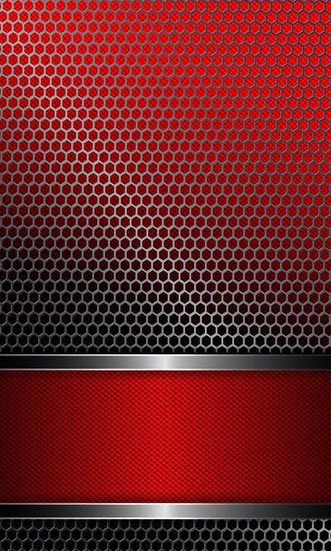 Design with a metal grille and a red frame. - Vector, Image